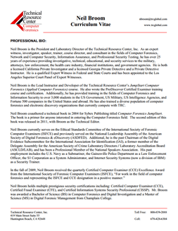 CV for Neil Broom Expert Witness in Computer Forensics Investigations in Columbus